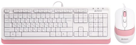 0 - Комплект (клавиатура, мышь) A4Tech F1010 White/Pink