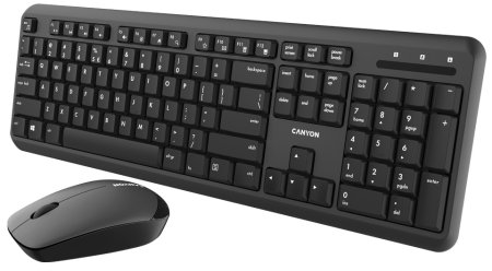 6 - Комплект беспроводной (клавиатура, мышь) Canyon CNS-HSETW02-RU USB Black