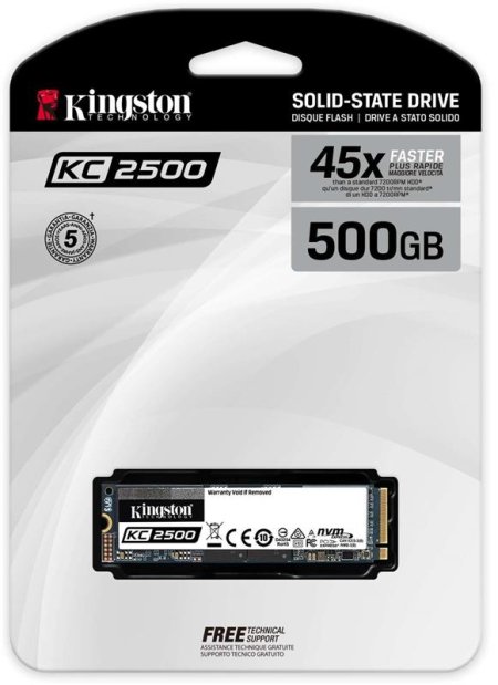 1 - Накопитель SSD 500 GB M.2 NVMe Kingston KC2500 M.2 2280 PCIe Gen3.0 x4 3D TLC (SKC2500M8/500G)