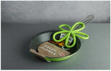 0 - Сковорода Pepper Green Flower PR-2105-26 26x5,5 см + подставка