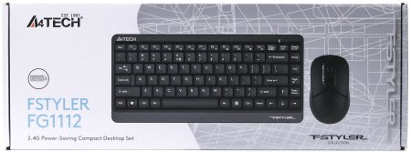 4 - Комплект (клавиатура, мышь) беспроводной A4Tech FG1112 Black