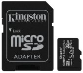 Карта памяти Kingston 32GB microSDXC C10 UHS-I R100MB/s Canvas Select Plus + SD