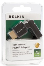 Адаптер BELKIN HDMI (AM/AF) 180 SWIVEL,BLACK,GOLD-PLATED