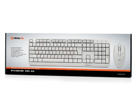 2 - Комплект (клавиатура, мышь) REAL-EL Standard 505 Kit White