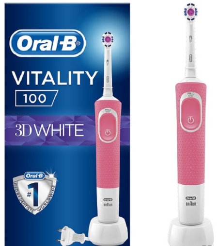 0 - Зубная щетка Braun Oral-B Vitality D100.413.1 PRO 3D White Pink