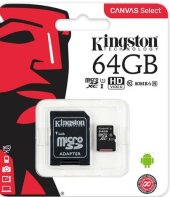 Карта памяти Kingston 64GB microSDXC C10 UHS-I R80MB/s + SD