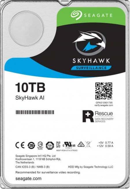 0 - Жесткий диск HDD SATA 10 TB Seagate SkyHawk Al Surveillance 256MB (ST10000VE0008)