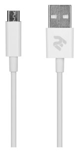 Кабель 2E USB 2.0 to Micro USB Molding Type, 1m, (2E-CCMAB-WT) White