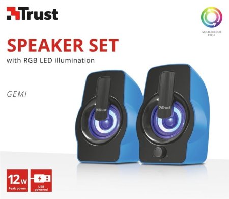 6 - Акустична система Trust 2.0 Gemi RGB Blue