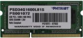 Оперативна пам'ять SO-DIMM 4GB/1600 DDR3L Patriot Signature Line (PSD34G1600L81S)