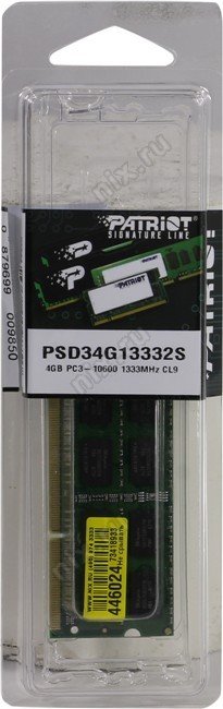 1 - Оперативна пам'ять SO-DIMM 4GB/1333 DDR3 Patriot Signature Line (PSD34G13332S)