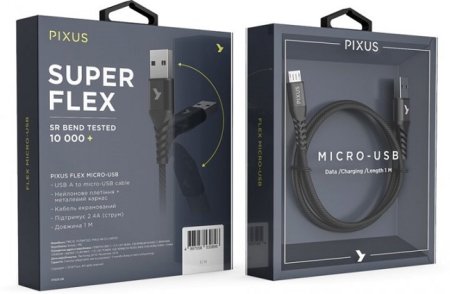 5 - Кабель Pixus Flex Micro-USB Black