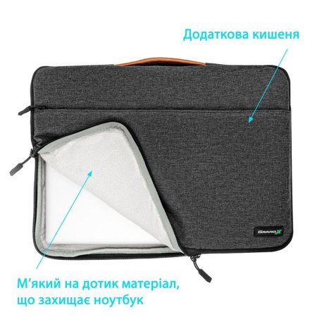2 - Чохол-сумка для ноутбука Grand-X SLX-14D Dark Grey